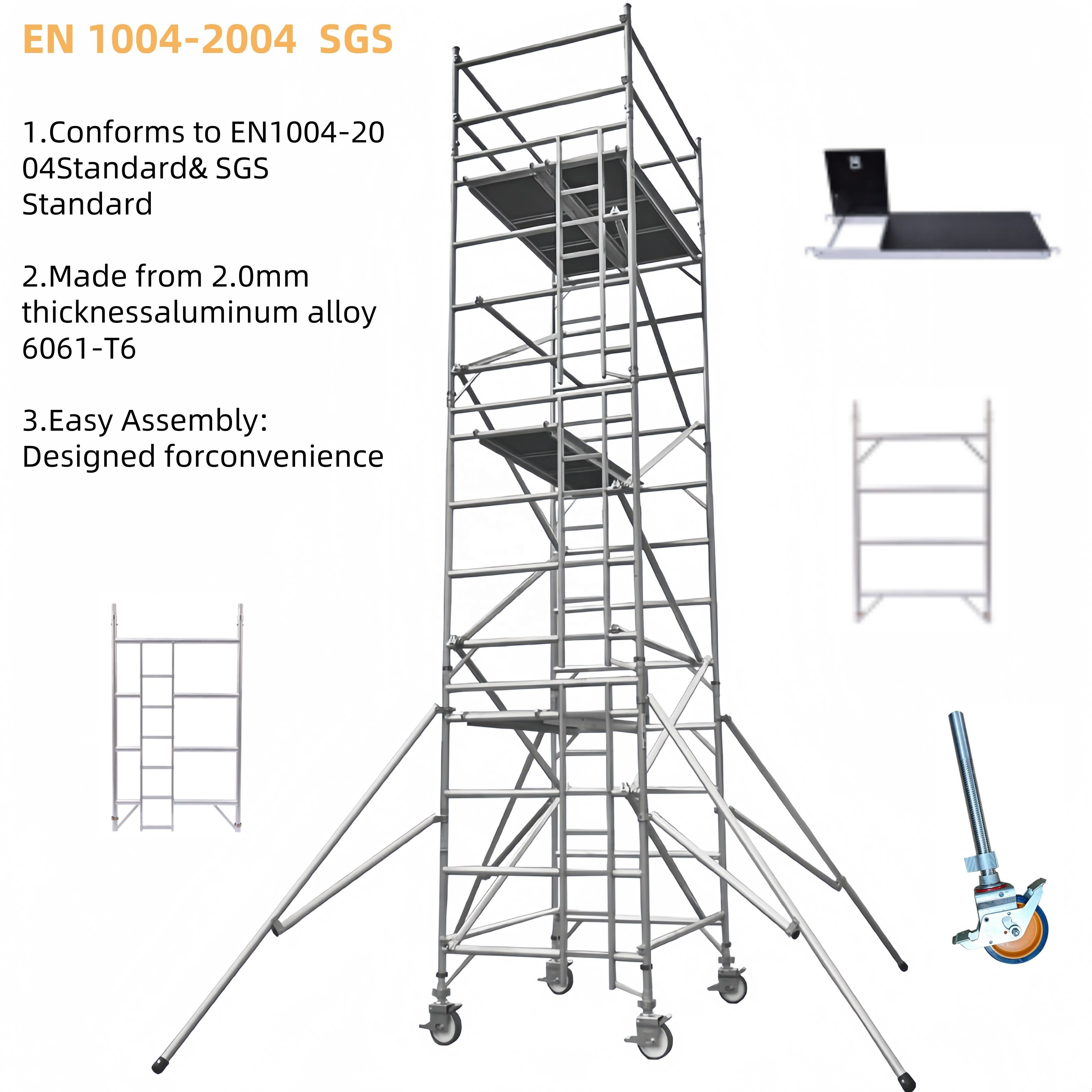 Aluminum Scaffold Tower 8m 10m Mobile Scaffolding with Platform