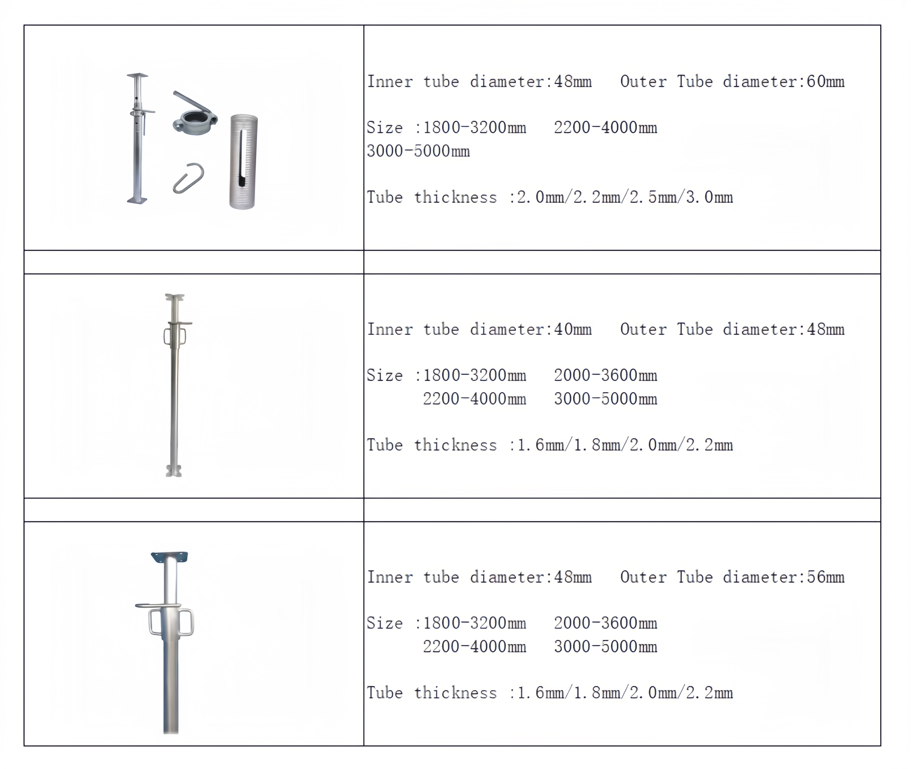 Construction Steel Props Telescopic Props Jack Scaffolding Prop